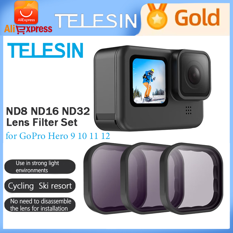 TELESIN GP9 ND8 ND16 ND32 CPL  - Gopro Action Camera Hero 12 Black recension och pris